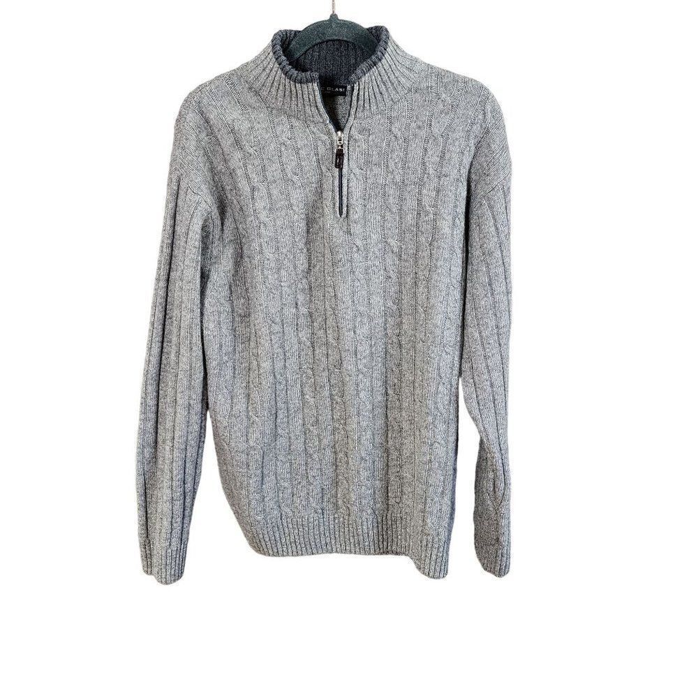 Daniele Blasi Grey Men's Pullover  Quarter Zip Sweater in Large